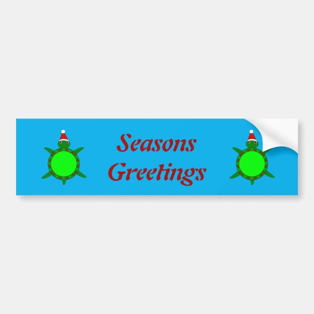 Cute Christmas Turtle with Flowery Shell Bumper Sticker (Front)