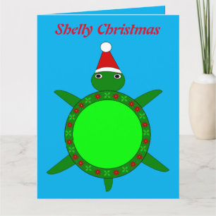 Cute Christmas Turtle with Flowery Shell Card