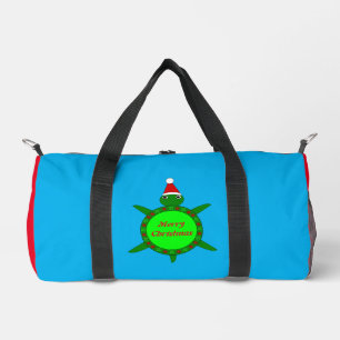 Cute Christmas Turtle with Flowery Shell Custom Duffle Bag