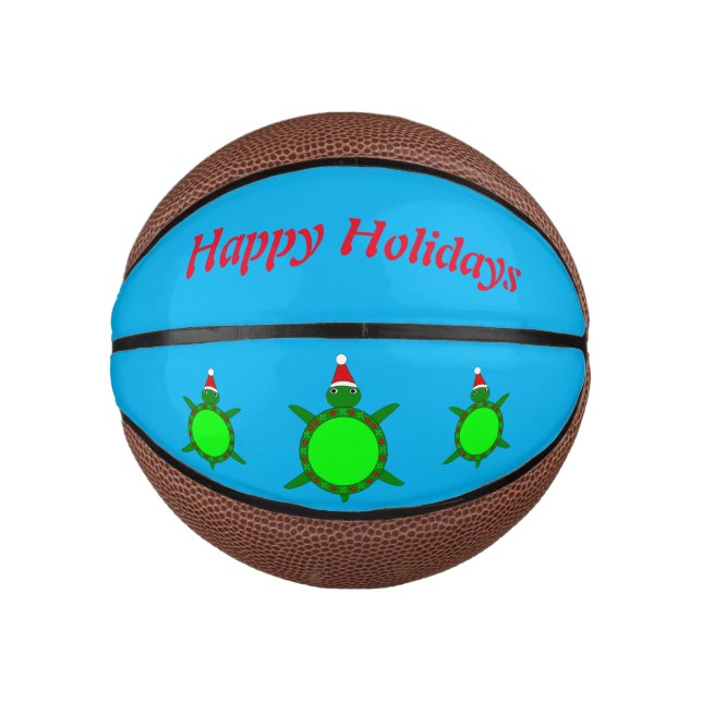 Cute Christmas Turtle with Flowery Shell Custom Mini Basketball (Front)