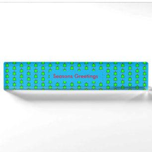 Cute Christmas Turtle with Flowery Shell Custom Nameplate