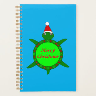 Cute Christmas Turtle with Flowery Shell Custom Planner