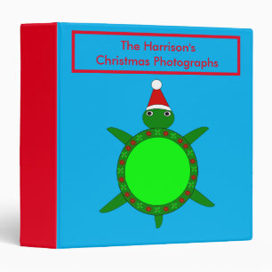 Cute Christmas Turtle with Flowery Shell Photo Binder