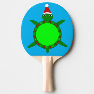 Cute Christmas Turtle with Flowery Shell Ping Pong Paddle