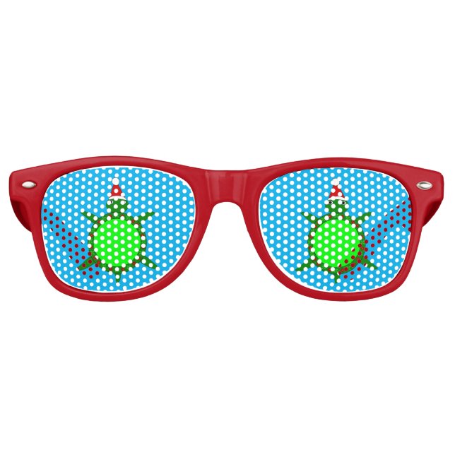 Cute Christmas Turtle with Flowery Shell Retro Sunglasses (Front)