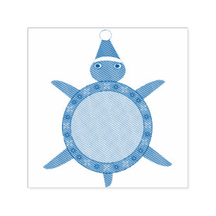 Cute Christmas Turtle with Flowery Shell Self-inking Stamp
