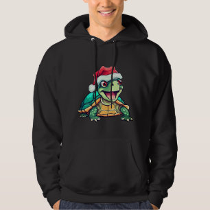 Cute Christmas Turtle With Santa Hat Hoodie