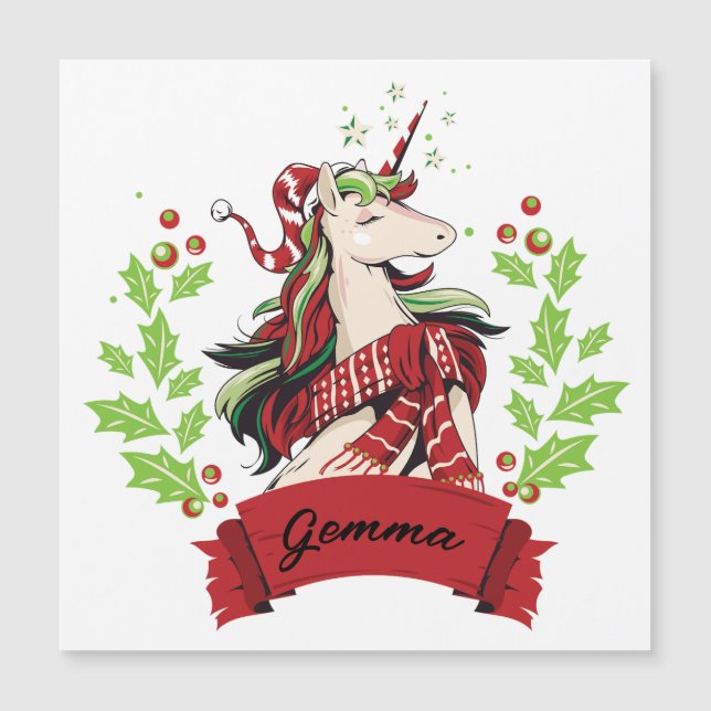 Cute Christmas Unicorn Custom Name      (Front)