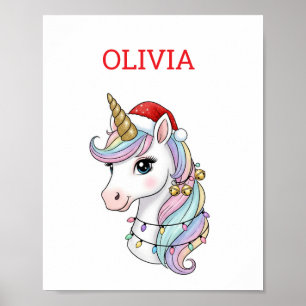 Cute Christmas Unicorn Poster