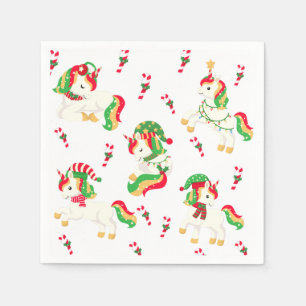 Cute Christmas Unicorns Festive Modern Girly Kids Napkin
