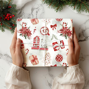 Cute Christmas Village Wrapping Paper