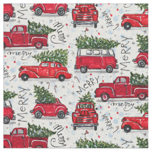 Cute Christmas Vintage Cars and Trucks Fabric