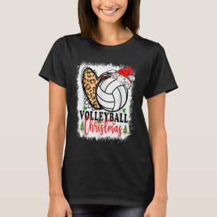 Cute Christmas Volleyball Heartbeat Santa Hat Xmas T-Shirt