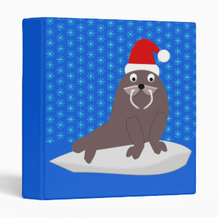 Cute Christmas Walrus and Snowflakes Binder