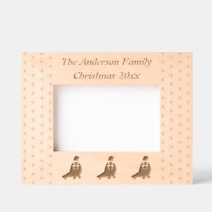 Cute Christmas Walrus and Snowflakes Custom Etched Frames