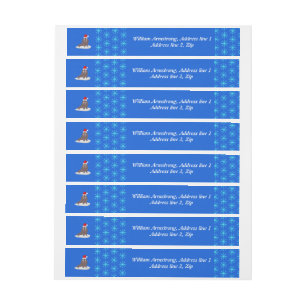 Cute Christmas Walrus and Snowflakes Custom Wraparound Address Label