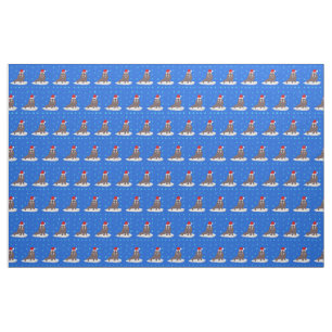 Cute Christmas Walrus and Snowflakes Fabric