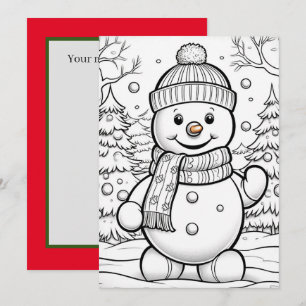 Cute Christmas watercolor snowman add message kids Holiday Card