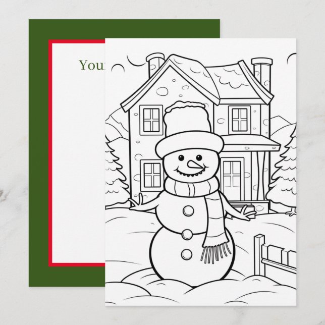 Cute Christmas watercolor snowman add message kids Holiday Card (Front/Back)