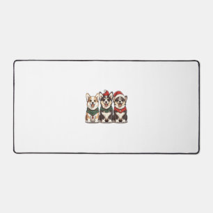 Cute Christmas Welsh Corgi Dogs Santa Puppy Holida Desk Mat