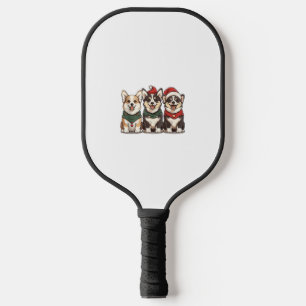 Cute Christmas Welsh Corgi Dogs Santa Puppy Holida Pickleball Paddle