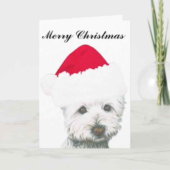 Cute Christmas Westie Dog Holiday Card (Front)