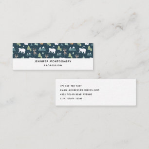 Cute Christmas Winter Animals Pattern Mini Busines Business Card