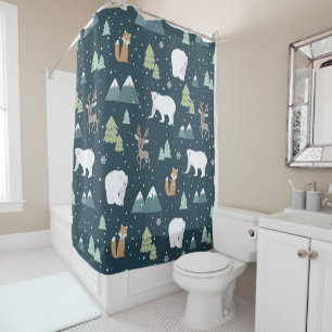 Cute Christmas Winter Animals Rustic Pattern
