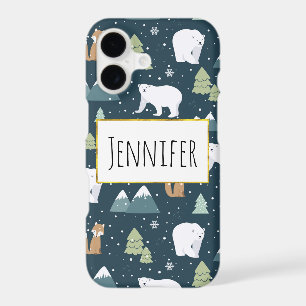 Cute Christmas Winter Animals Rustic Pattern