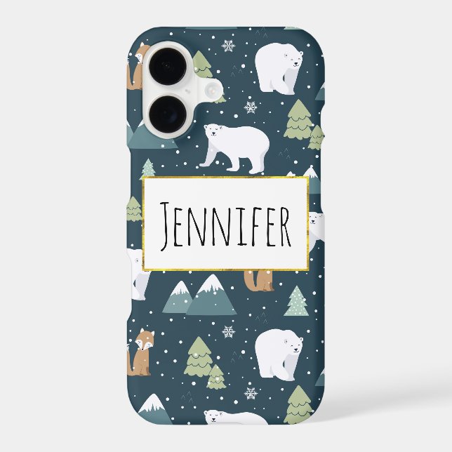 Cute Christmas Winter Animals Rustic Pattern (Back)