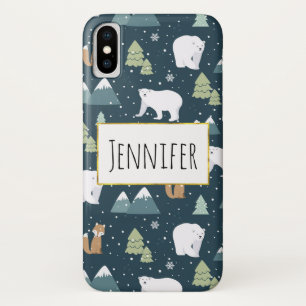 Cute Christmas Winter Animals Rustic Pattern Case-Mate iPhone Case