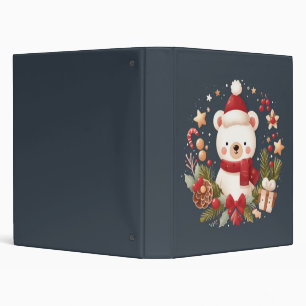 Cute Christmas/Winter bear in wreath Binder