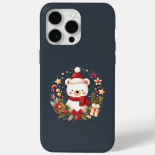 Cute Christmas/Winter bear in wreath iPhone 15 Pro Max Case