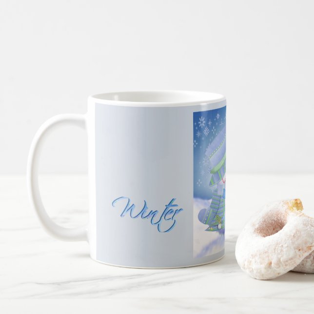Cute Christmas Winter Blues Coffee Mug (With Donut)