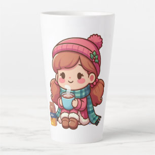 Cute Christmas/winter girl with cocoa Latte Mug