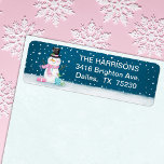 Cute Christmas Winter Snowman Address<br><div class="desc">Send your Christmas greetings with this lovable Christmas holiday address label. It features a snowman on a snowy night in pinks and blues. Personalize it to send mail to your family and friends.</div>