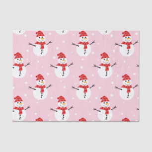 Cute Christmas Winter Snowman Red and Pink Tissue Paper