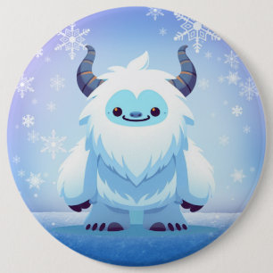 Cute Christmas/winter yeti 6 Inch Round Button