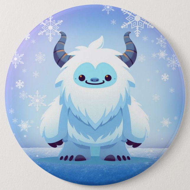 Cute Christmas/winter yeti 6 Inch Round Button (Front)