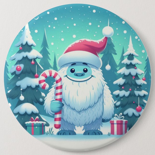 Cute Christmas/winter yeti 6 Inch Round Button (Front)