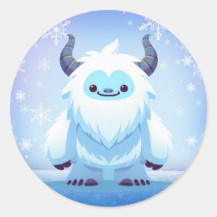 Cute Christmas/winter yeti Classic Round Sticker