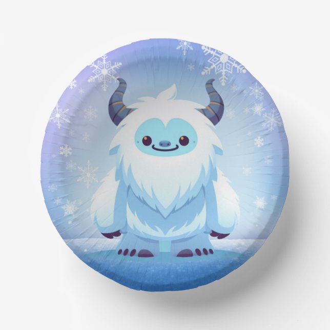 Cute Christmas/winter yeti Paper Plate (Front)