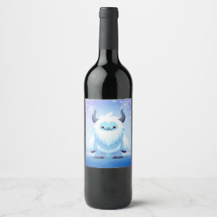 Cute Christmas/winter yeti Wine Label