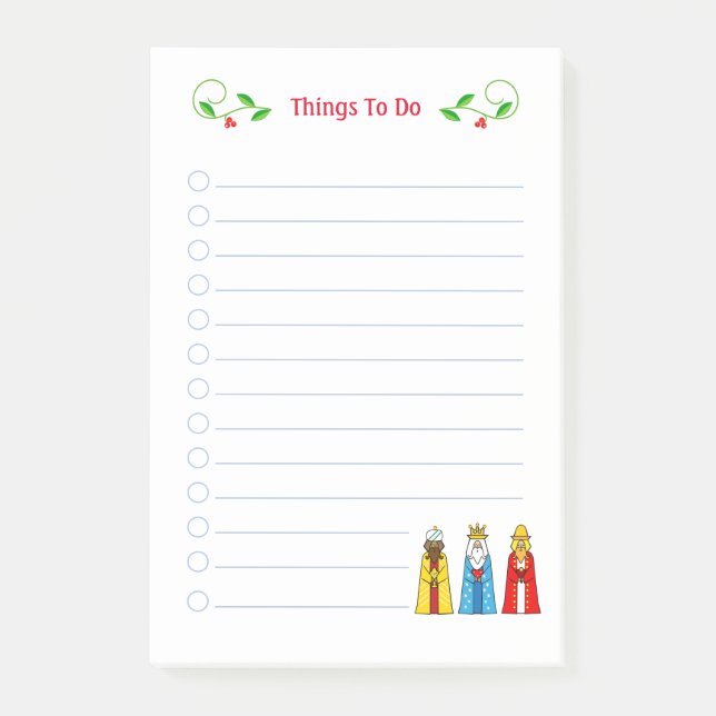 Cute Christmas Wise Men Things To Do Post-it Notes (Front)