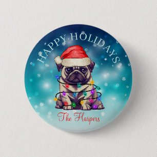 Cute Christmas Wish Happy Holidays Dog Pet Custom 2 Inch Round Button