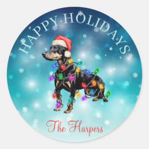 Cute Christmas Wish Happy Holidays Dog Pet Custom Classic Round Sticker
