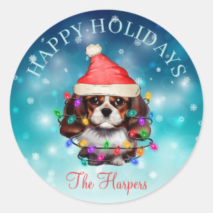 Cute Christmas Wish Happy Holidays Dog Pet Custom Classic Round Sticker