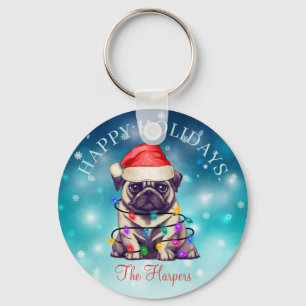 Cute Christmas Wish Happy Holidays Dog Pet Custom Keychain