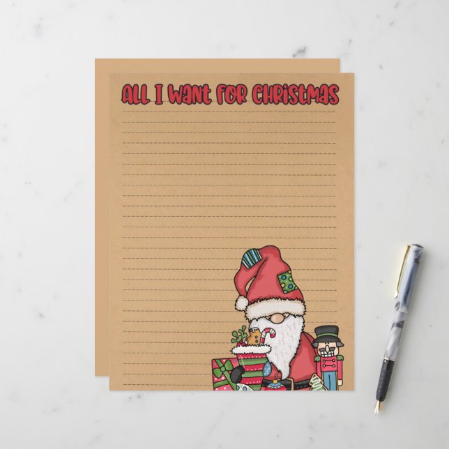 cute Christmas wish list Stationery paper (Front/Back In Situ)