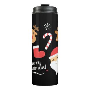 Cute Christmas with Santa and Reindeer Thermal Tumbler